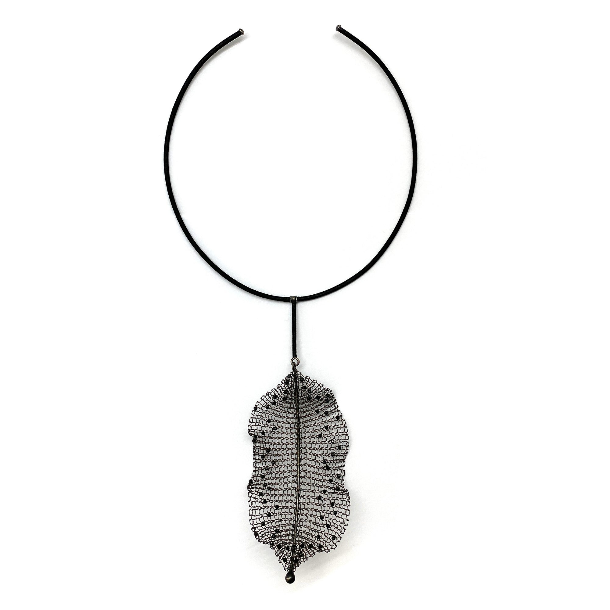Crochet Leaf Necklace-Necklaces-Sowon Joo-Pistachios