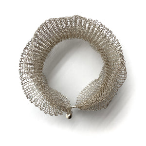 Crocheted Silver Iolite Cuff-Bracelets-Sowon Joo-Pistachios