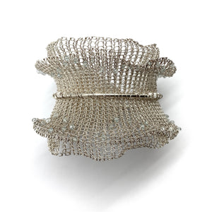 Crocheted Silver Iolite Cuff-Bracelets-Sowon Joo-Pistachios