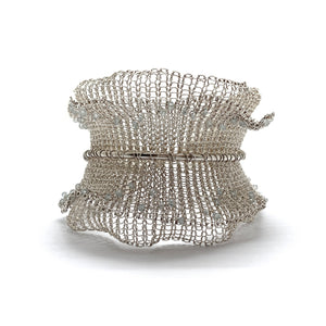 Crocheted Silver Iolite Cuff-Bracelets-Sowon Joo-Pistachios