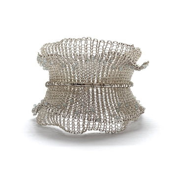 Crocheted Silver Iolite Cuff