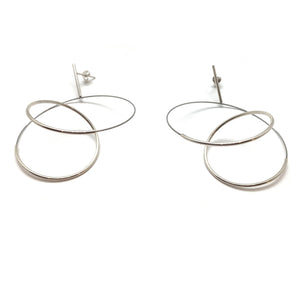 Curlicue Drop Earrings Large - Sterling Silver-Earrings-Yoko Takirai-Pistachios