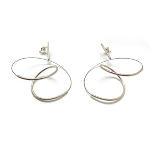 Curlicue Drop Earrings Medium - Sterling Silver-Earrings-Yoko Takirai-Pistachios