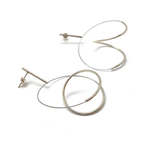 Curlicue Drop Earrings Medium - Sterling Silver-Earrings-Yoko Takirai-Pistachios
