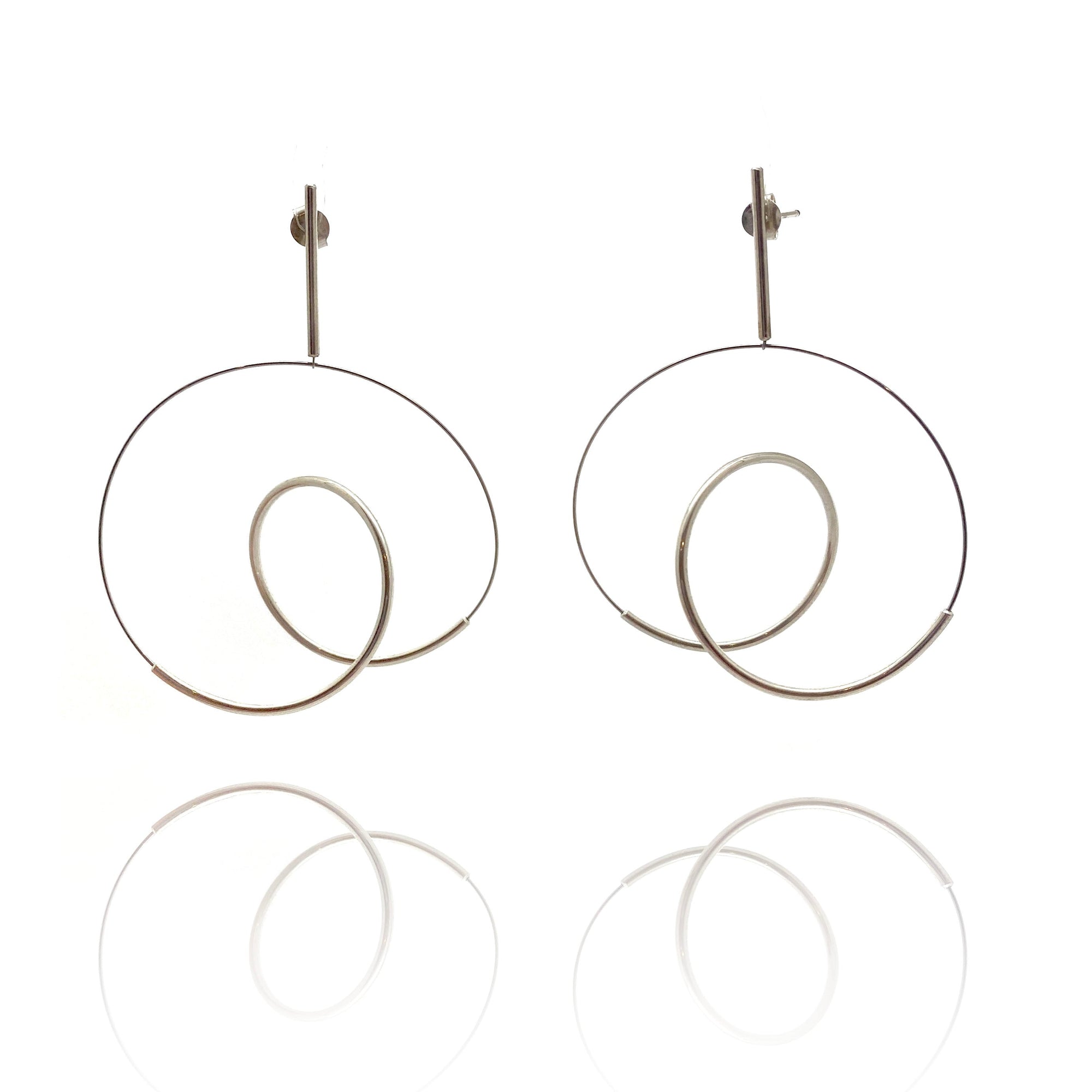 Curlicue Drop Earrings Medium - Sterling Silver-Earrings-Yoko Takirai-Pistachios