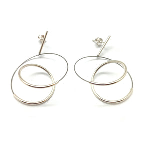 Curlicue Drop Earrings Small - Sterling Silver-Earrings-Yoko Takirai-Pistachios