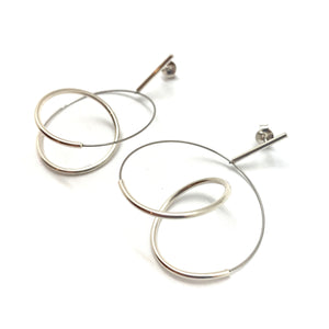 Curlicue Drop Earrings Small - Sterling Silver-Earrings-Yoko Takirai-Pistachios