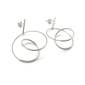 Curlicue Drop Earrings Small - Sterling Silver-Earrings-Yoko Takirai-Pistachios