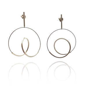 Curlicue Drop Earrings Small - Sterling Silver-Earrings-Yoko Takirai-Pistachios
