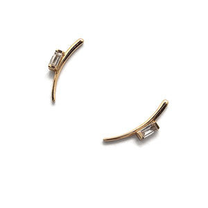 Curved Bar Diamond Studs - Pistachios