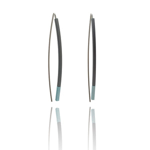 Curved Matchstick Bow Earrings - Gray and Pale Blue-Earrings-Ursula Muller-Pistachios