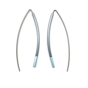 Curved Matchstick Bow Earrings - Gray and Pale Blue-Earrings-Ursula Muller-Pistachios