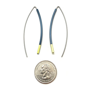 Curved Matchstick Bow Earrings - Gunmetal Gray and Lime Green-Earrings-Ursula Muller-Pistachios