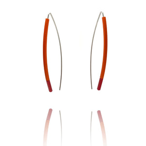 Curved Matchstick Bow Earrings - Orange and Red-Earrings-Ursula Muller-Pistachios