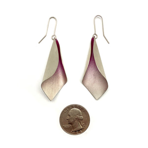 Curved Silver and Pink Earrings-Earrings-Marcin Tyminski-Pistachios