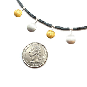 Dangling Disc Hematite Necklace-Necklaces-Manuela Carl-Pistachios