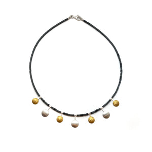 Dangling Disc Hematite Necklace-Necklaces-Manuela Carl-Pistachios