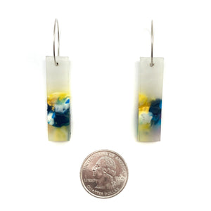 Dark Blue and Yellow Rectangle Earrings-Earrings-Asami Watanabe-Pistachios