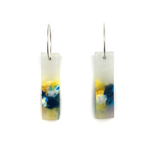 Dark Blue and Yellow Rectangle Earrings-Earrings-Asami Watanabe-Pistachios