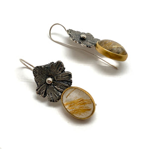 Dark Floral and Quartz Earrings-Earrings-Eva Stone-Pistachios