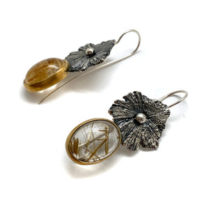Dark Floral and Quartz Earrings-Earrings-Eva Stone-Pistachios