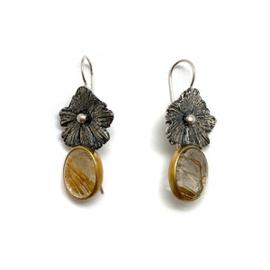 Dark Floral and Quartz Earrings-Earrings-Eva Stone-Pistachios