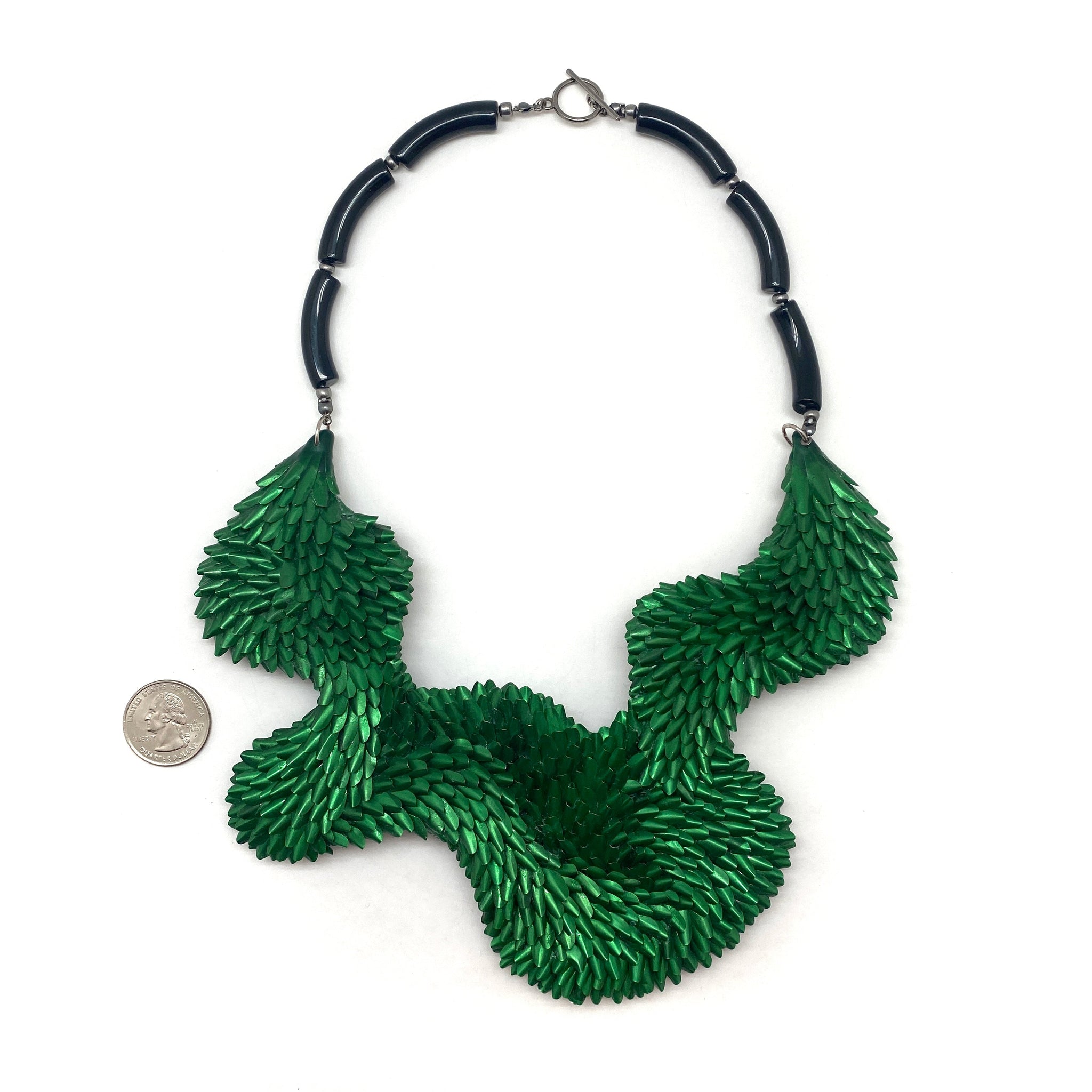 Gold & Dark Green Necklace Set - HRISHA JEWELS - 4121944