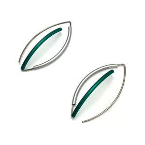 Dark Green and Silver 3D Bow Earrings-Earrings-Ursula Muller-Pistachios
