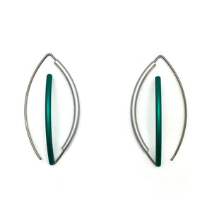 Dark Green and Silver 3D Bow Earrings-Earrings-Ursula Muller-Pistachios
