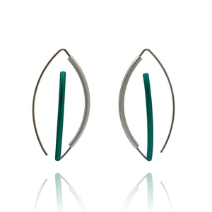 Dark Green and Silver 3D Bow Earrings-Earrings-Ursula Muller-Pistachios