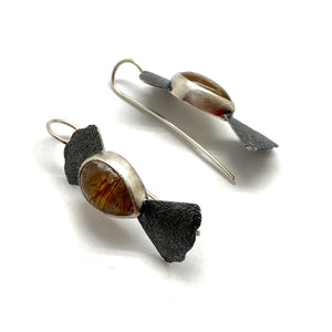 Dark Leaf and Quartz Earrings-Earrings-Eva Stone-Pistachios