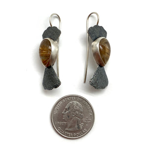 Dark Leaf and Quartz Earrings-Earrings-Eva Stone-Pistachios