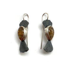 Dark Leaf and Quartz Earrings-Earrings-Eva Stone-Pistachios