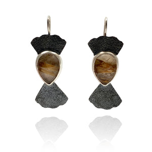 Dark Leaf and Quartz Earrings-Earrings-Eva Stone-Pistachios