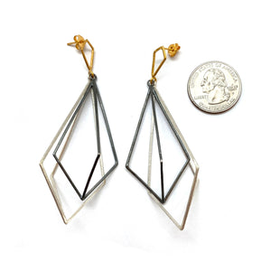 Dark Mixed Large Geometric Layered Drops-Earrings-Veronika Majewska-Pistachios