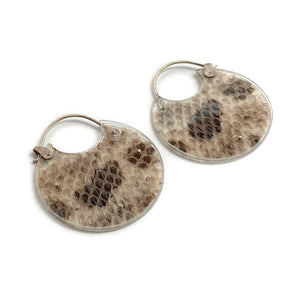 Dark Snakeskin Hoop Earrings-Earrings-Luana Coonen-Pistachios
