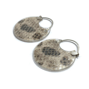 Dark Snakeskin Hoop Earrings-Earrings-Luana Coonen-Pistachios