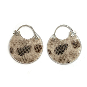 Dark Snakeskin Hoop Earrings-Earrings-Luana Coonen-Pistachios