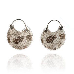 Dark Snakeskin Hoop Earrings-Earrings-Luana Coonen-Pistachios