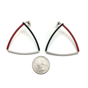 Deep Triangle Bow Earrings Red-Earrings-Ursula Muller-Pistachios