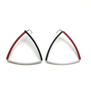 Deep Triangle Bow Earrings Red-Earrings-Ursula Muller-Pistachios