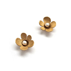 Delicate Gold Flower Studs-Earrings-Anna Krol-Pistachios