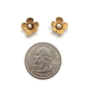 Delicate Gold Flower Studs-Earrings-Anna Krol-Pistachios