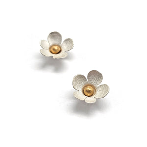 Delicate Silver Flower Studs-Earrings-Anna Krol-Pistachios
