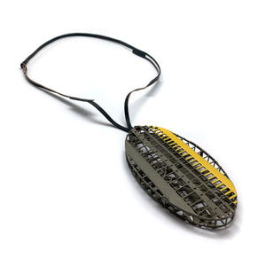 Demitra Thomloudis - Oval Pendant in Gray and Yellow-Necklaces-Precious Collective-Pistachios