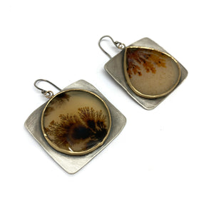 Dendritic Agate Bezel Earrings-Earrings-Lori Francescutti-Pistachios