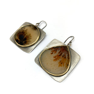 Dendritic Agate Bezel Earrings-Earrings-Lori Francescutti-Pistachios