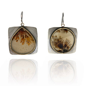 Dendritic Agate Bezel Earrings-Earrings-Lori Francescutti-Pistachios