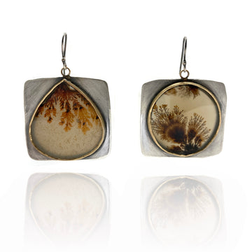 Dendritic Agate Bezel Earrings