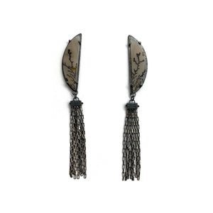 Dendritic Agate Fringe Earrings-Earrings-Heather Guidero-Pistachios